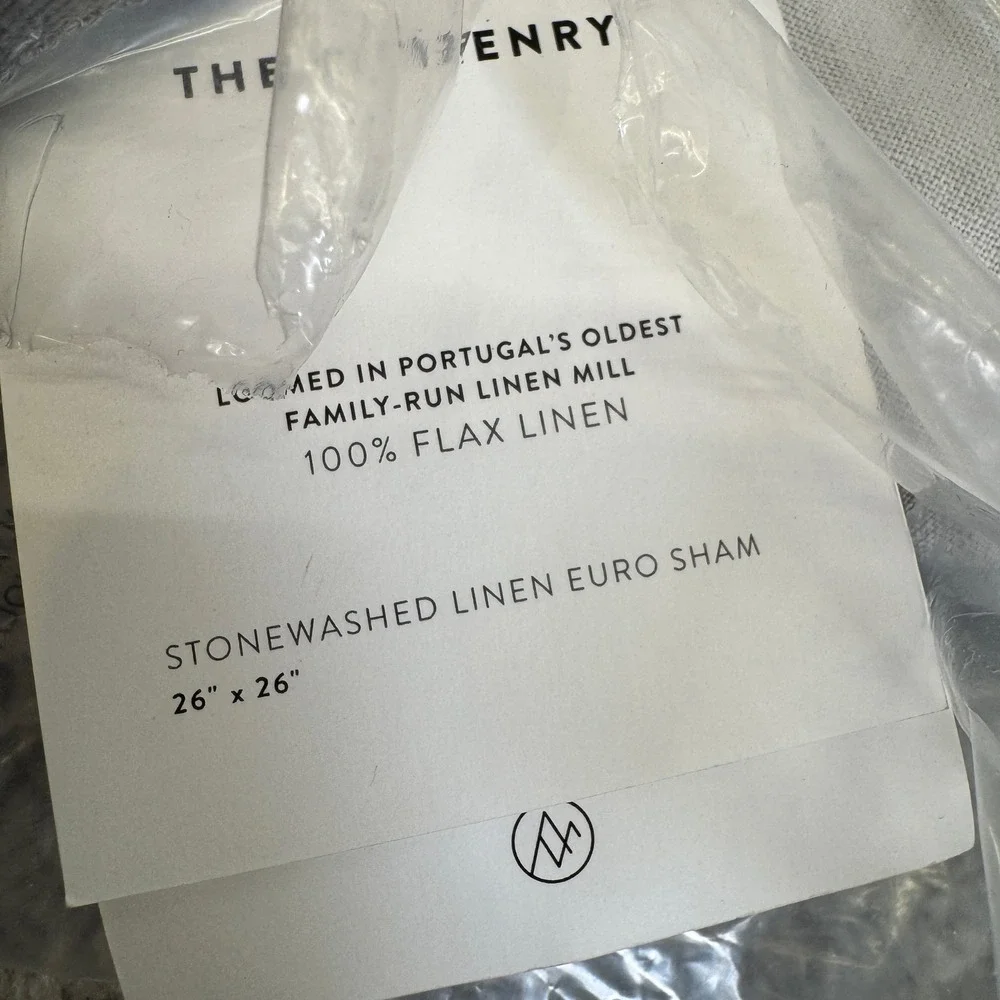 The Citizenry Stonewashed Linen Euro Shams, Light Grey, Set of 2, 26x26 NWT